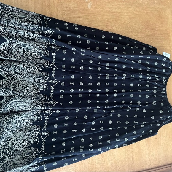 Gap 100% Cotton Black Patterned Dress wth ties at shoulders Girls M (8) lined - Picture 3 of 7